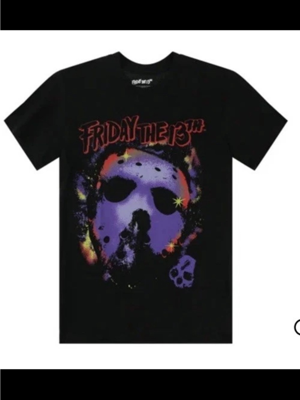 Friday the 13th large Black Graphic Tee - Purple Mask Design